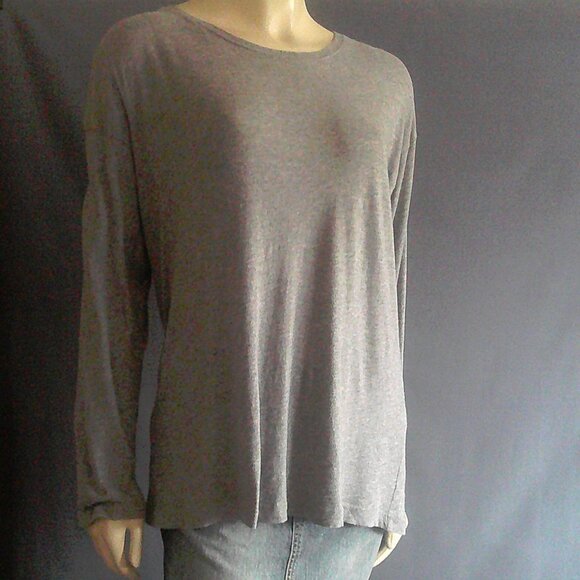 Eskandar Gray Pima Cotton Knit Long Sleeve Tee Top One Size - Picture 2 of 7